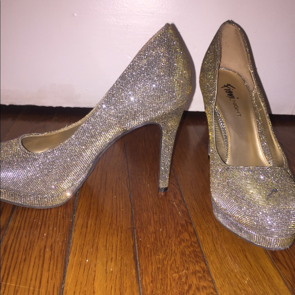 Sparkly silver heels